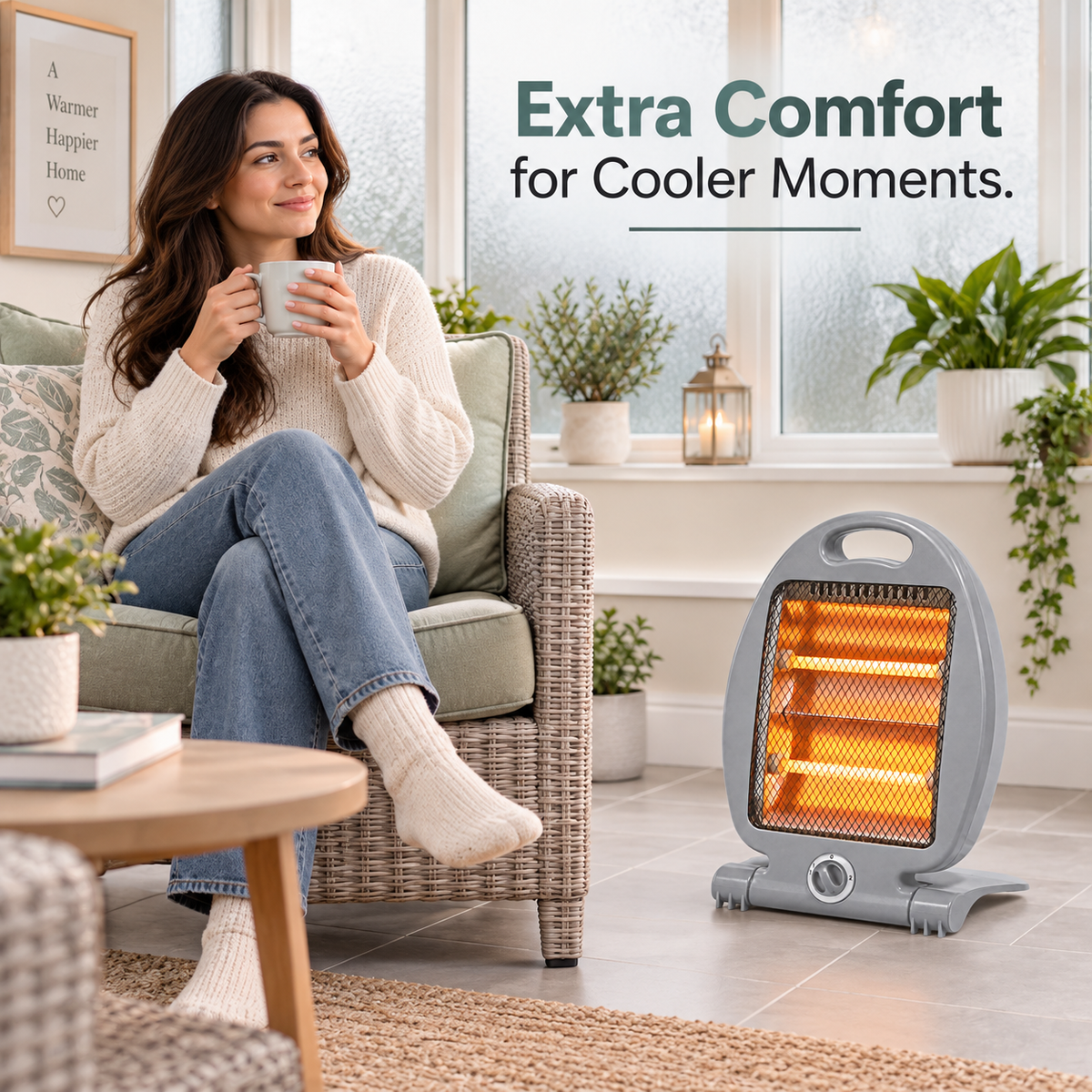 Compact Quartz Halogen Heater 800W – 1 Unit