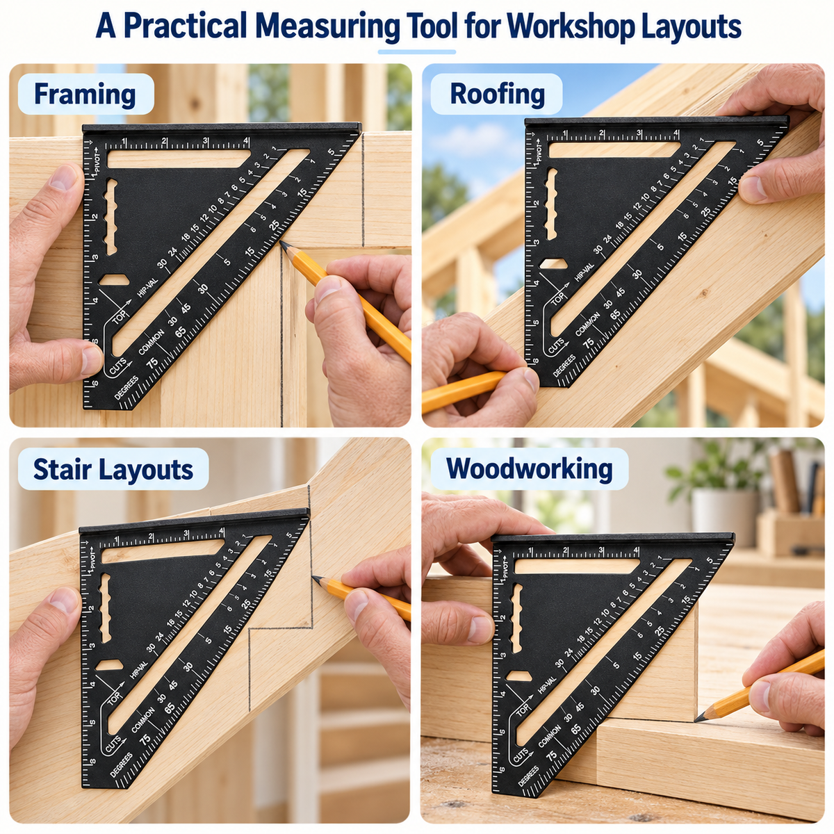 7" Roofer's Square – Rafter Angle Measuring Tool