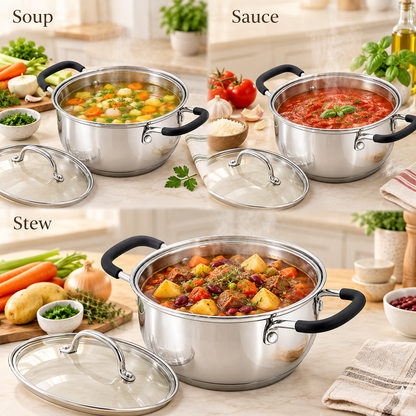 Stainless Steel Saucepot with Glass Lid – 20cm / 3.4L