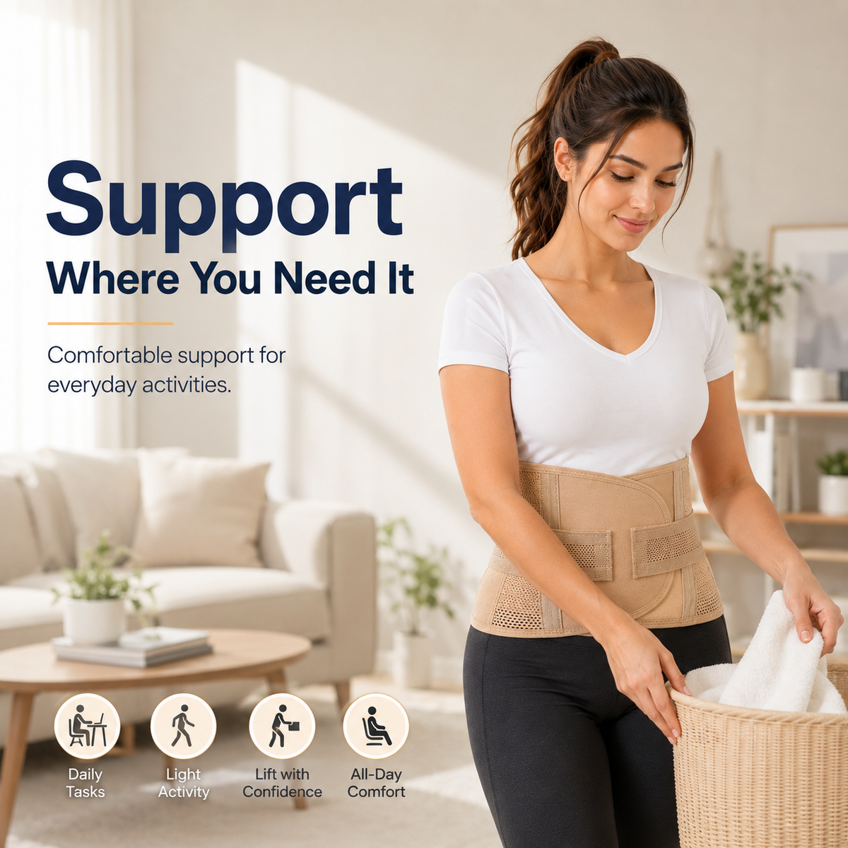 Adjustable Waist Support Belt – Size L