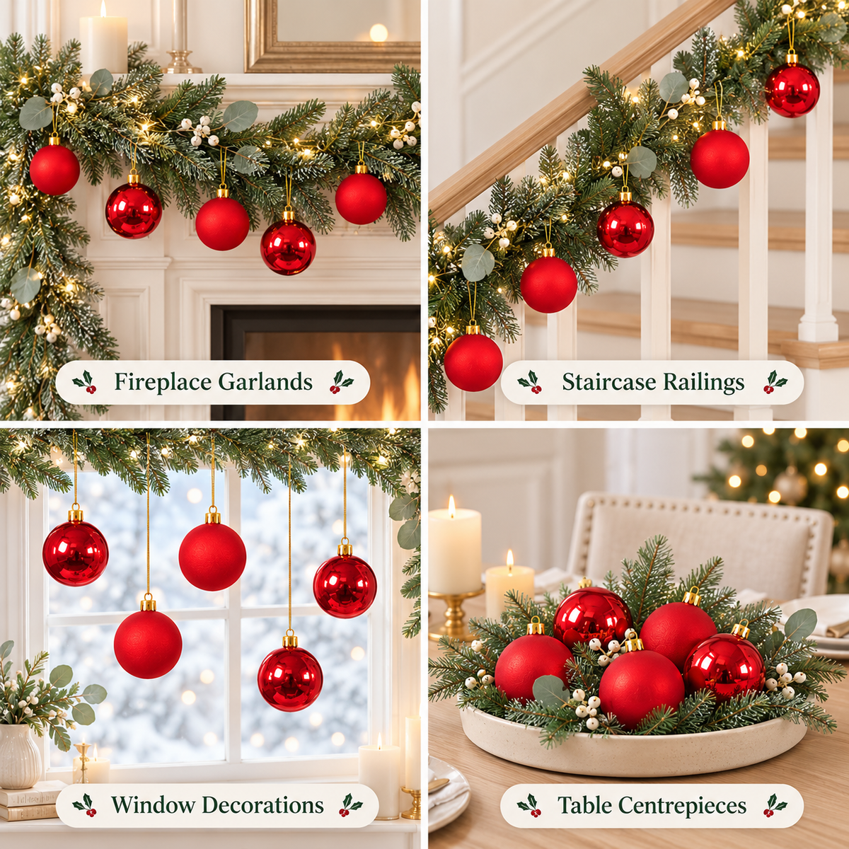 Red Christmas Ball Ornaments Box Set – Glitter & Matte Baubles