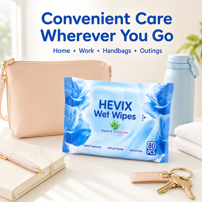 80 Soft Wet Wipes with Aloe Vera & Vitamin E | Alcohol-Free Lightly Fragranced Wipes