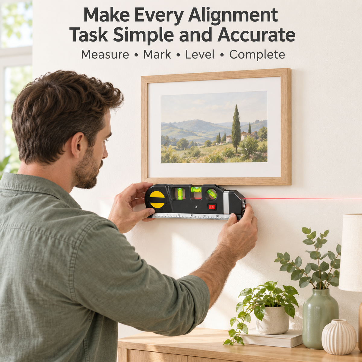 Multi-Purpose Laser Level & Measuring Tape Tool