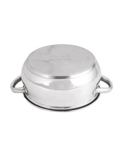 24cm Stainless Steel Casserole with Glass Lid and Induction Base