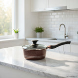 18cm Die-Cast Induction Saucepan with Glass Lid – Ceramic Coating, Korean Technology, Healthy Non-Stick Cooking