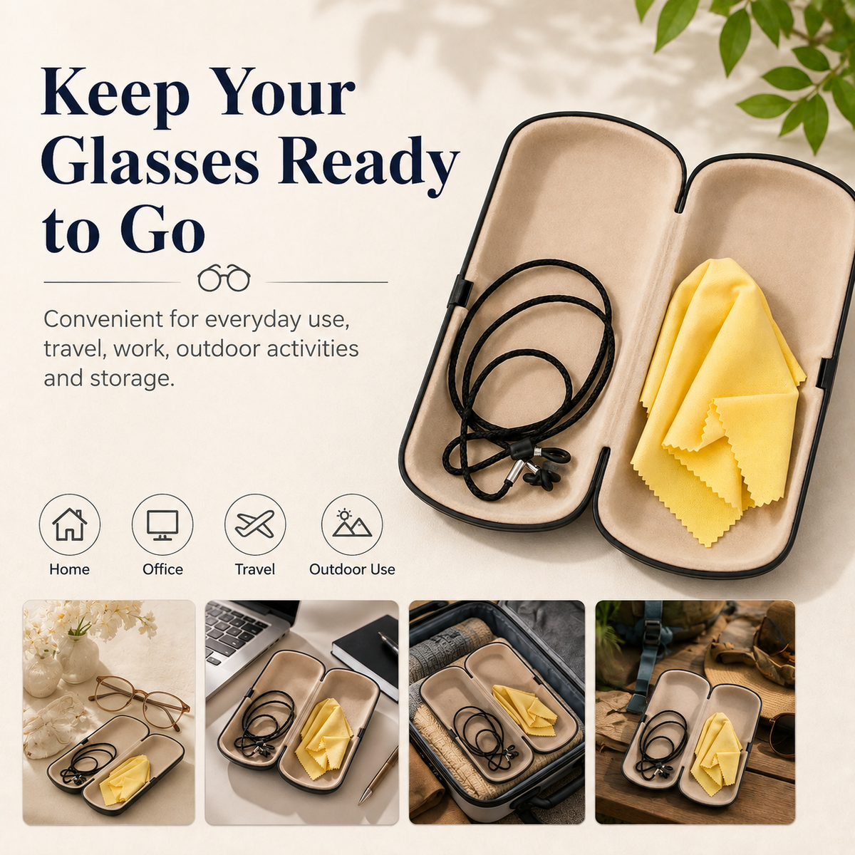 Reading & Sunglasses Hard Case with Neck Cord