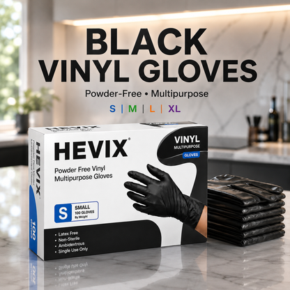 HEVIX Powder Free Vinyl Multipurpose Gloves – 100 Gloves