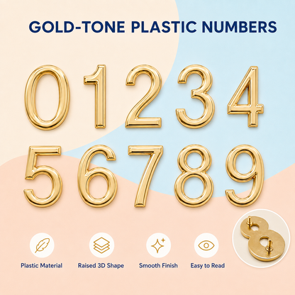 Gold-Tone Plastic Door Numbers