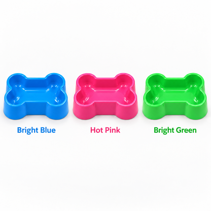 Bone-Shaped Single Pet Food Bowl – Bright Blue, Hot Pink or Bright Green