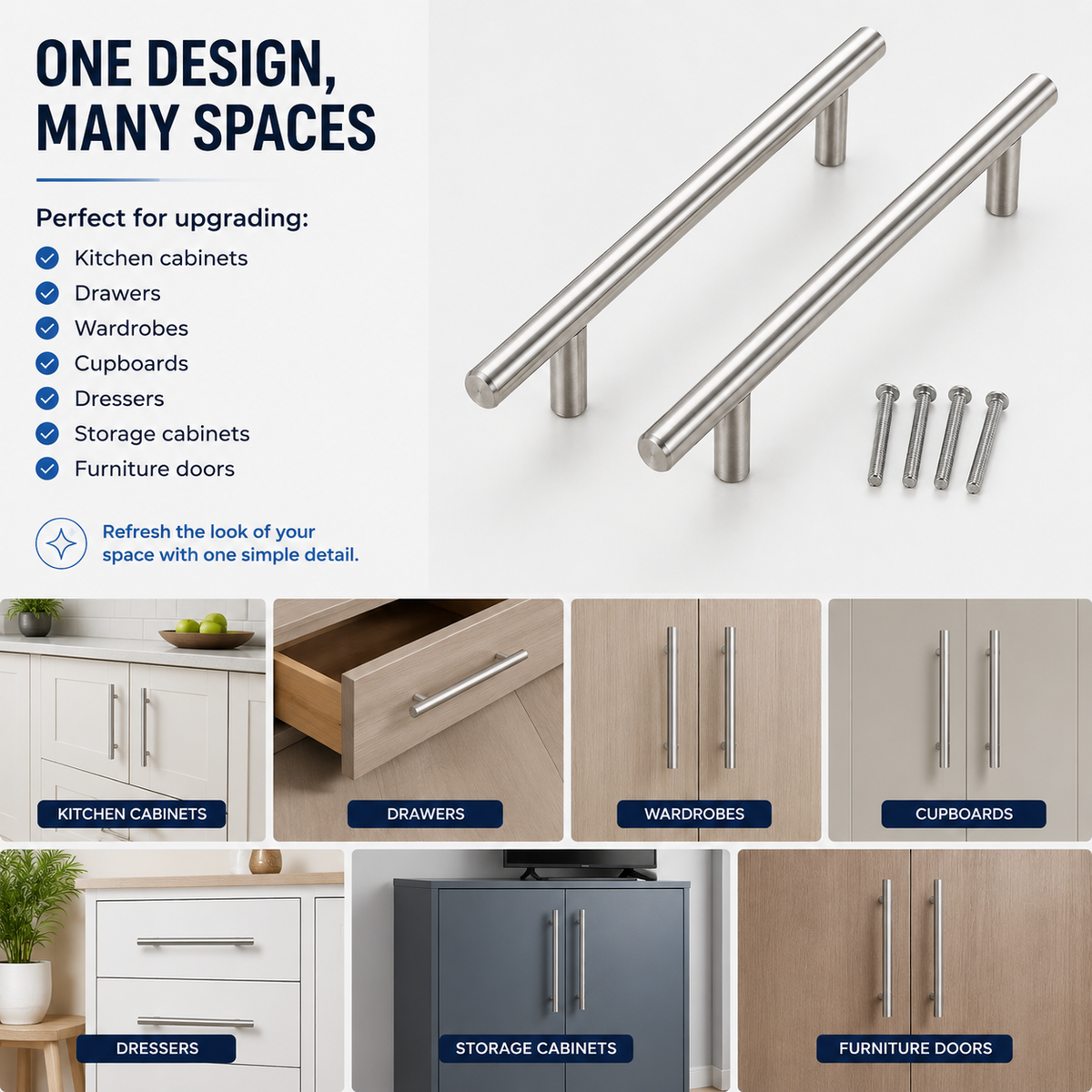 2-Piece T-Bar Pull Handles