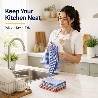 10 Pack Rice Weave Tea Towels – 50 x 70cm Assorted Colours