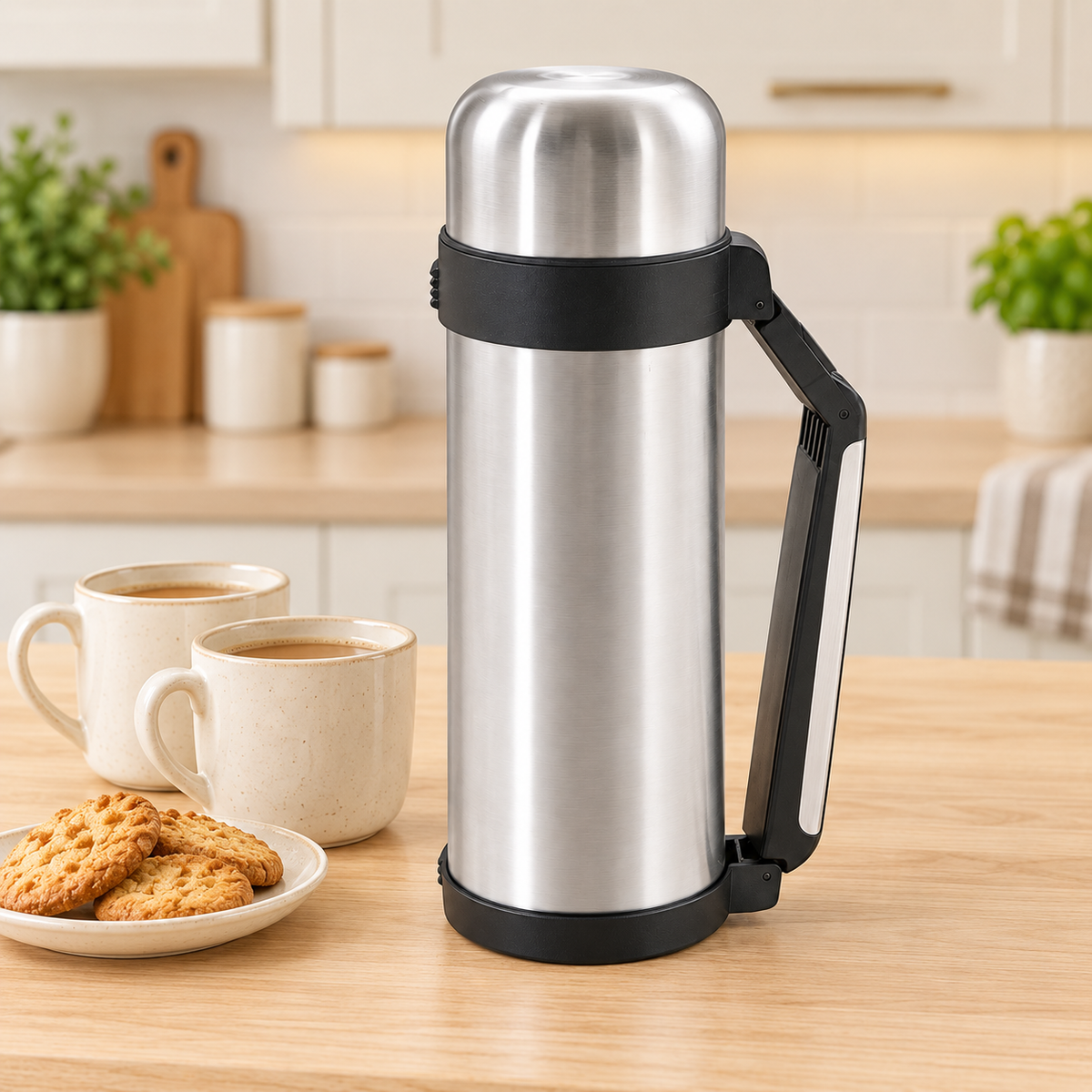 Stainless Steel Vacuum Flask with Handle – 1.5L