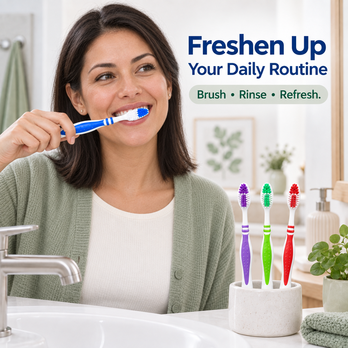 Toothbrush Set with Travel Head Covers – 4 Pack, Colorful Family Set