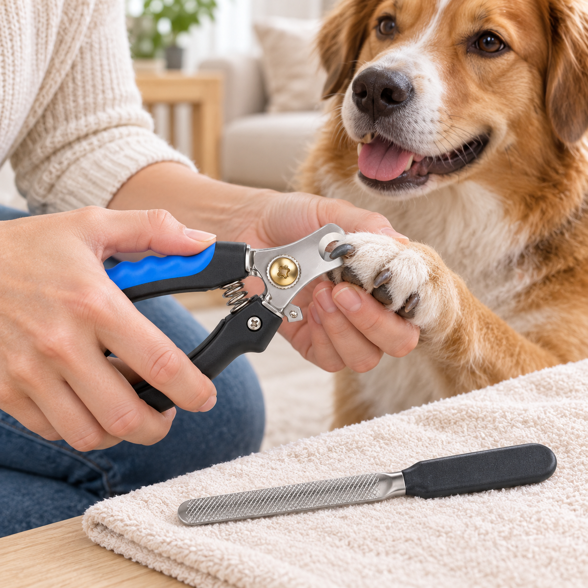 2-Piece Pet Nail Clipper and File Grooming Set with Non-Slip Handles