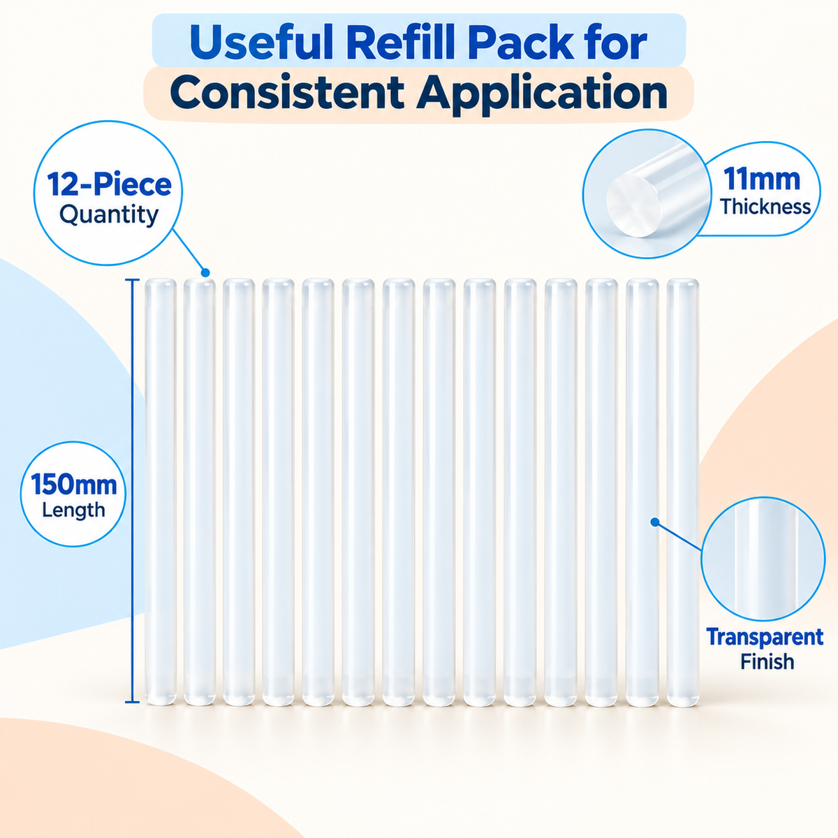 12pc Hot Glue Sticks – 11mm x 150mm Multipurpose