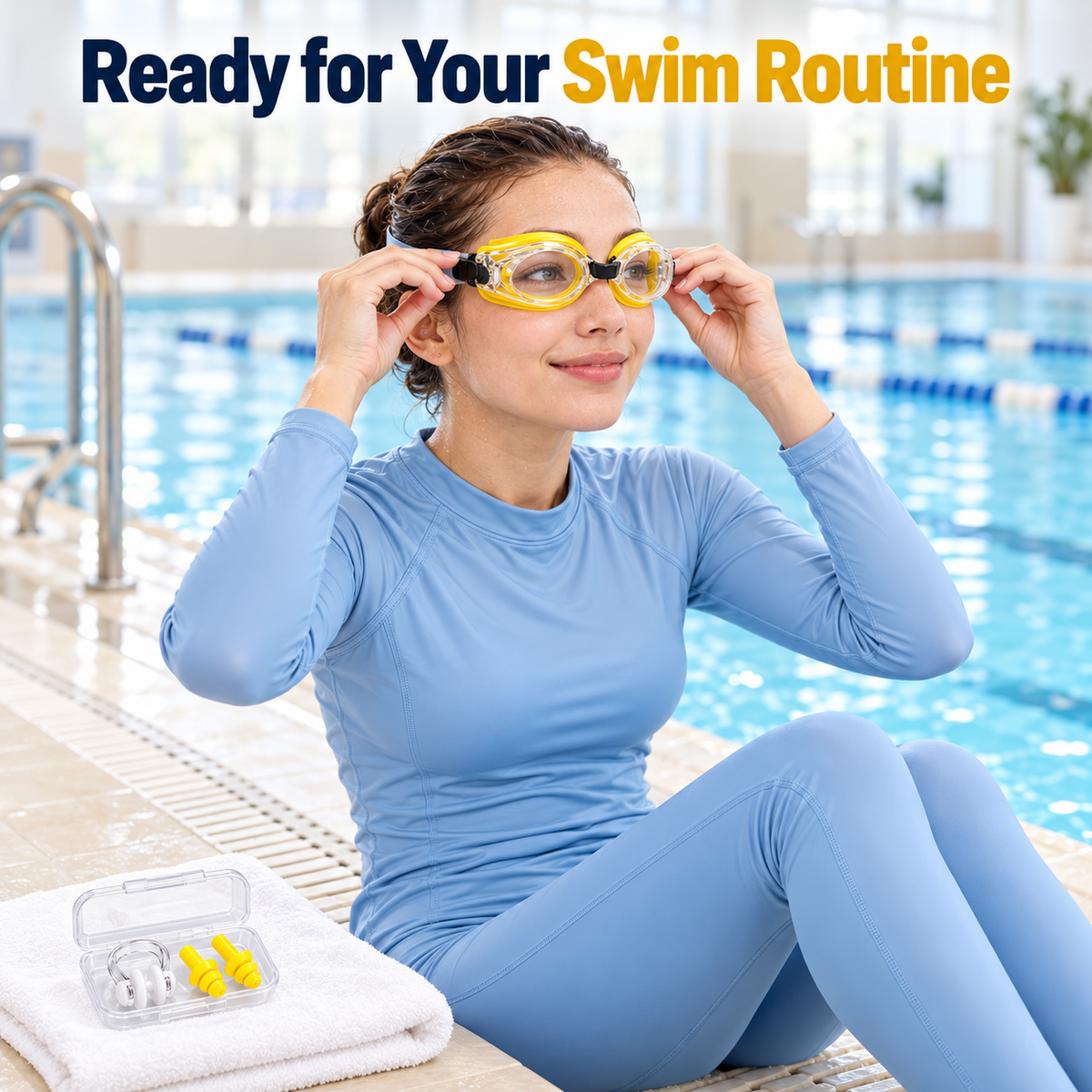 Swimming Goggles Set Purple Yellow Blue