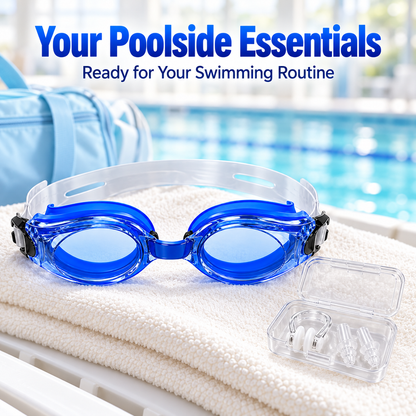 Swimming Goggles Set Purple Yellow Blue