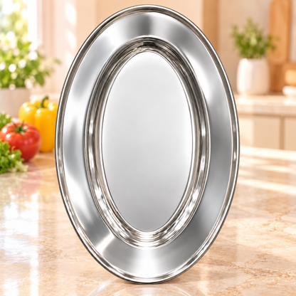 Mini Stainless Steel Oval Serving Dish – 20cm Side Plate