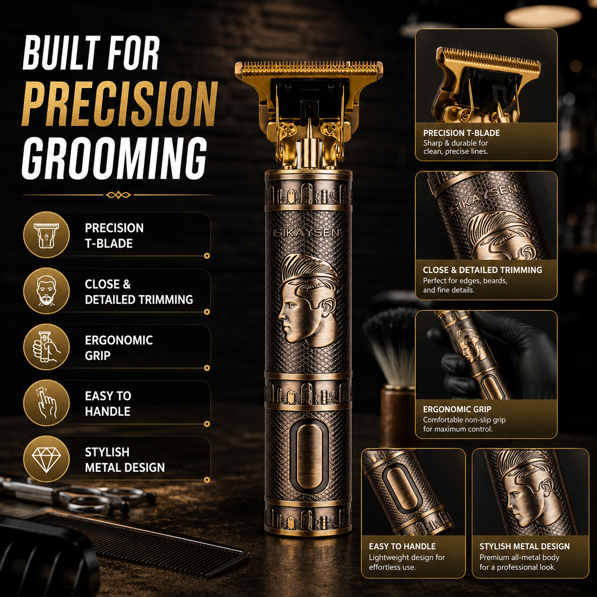 Professional T-Blade Hair Clipper – Precision Hair, Beard & Edge Trimmer