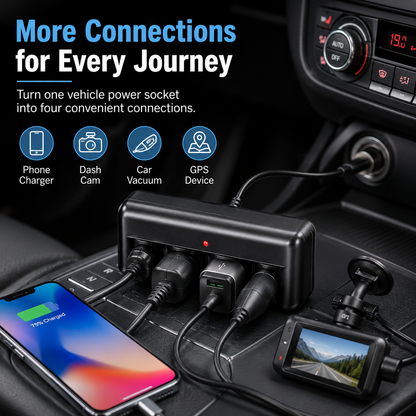 4-Way 12–24V Car Multi Socket