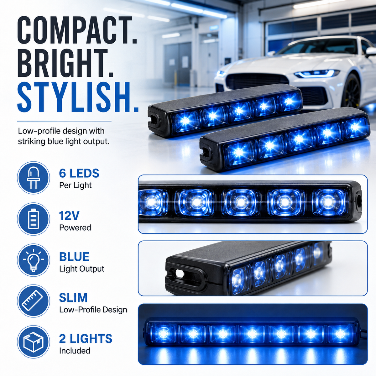 12V Blue LED Daytime Running Lights