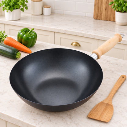 Non-Stick Wok with Wooden Handle – 25cm