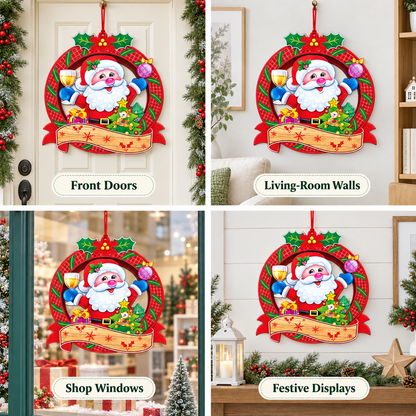 Christmas Santa Claus Hanging Wall Decoration – 32x36cm