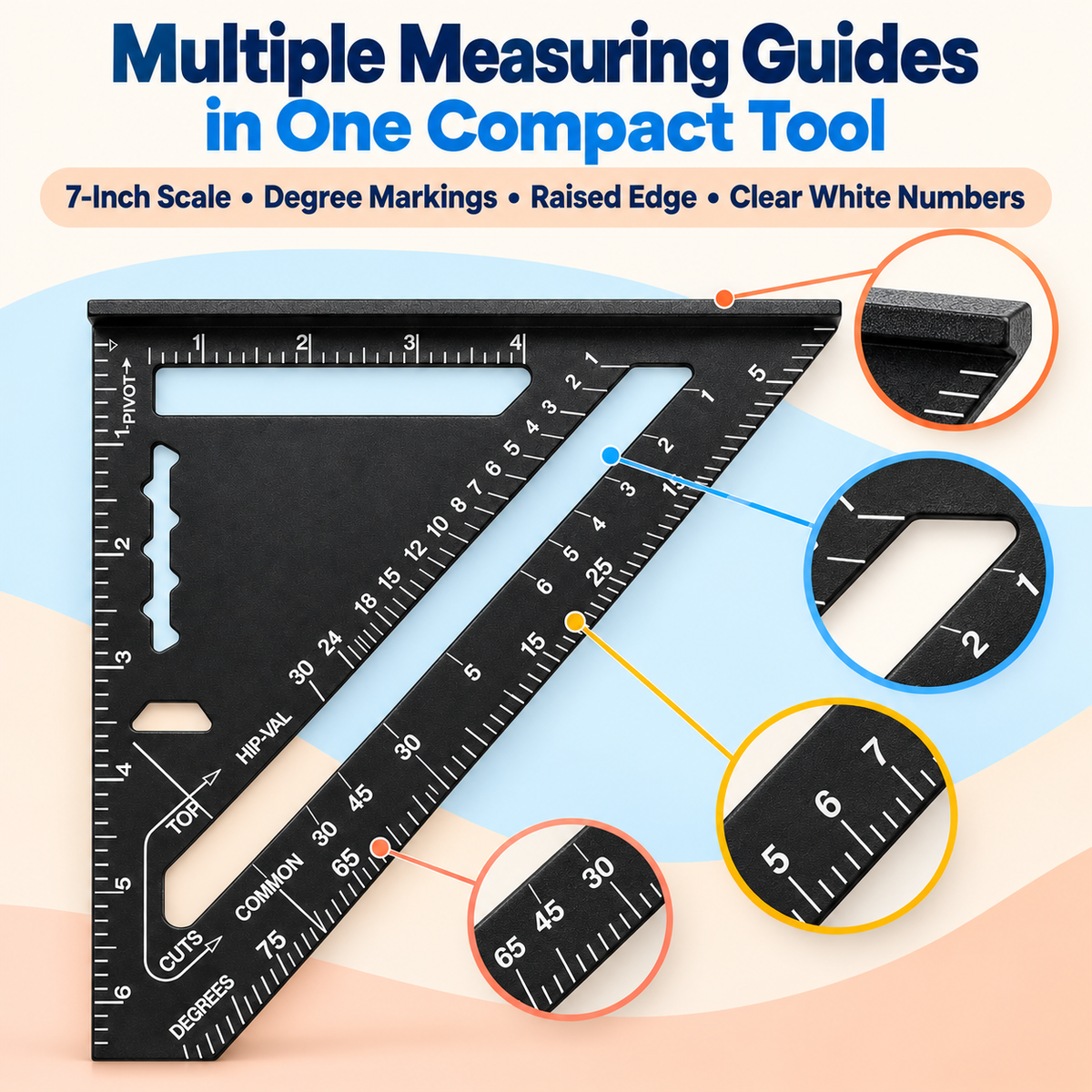 7" Roofer's Square – Rafter Angle Measuring Tool