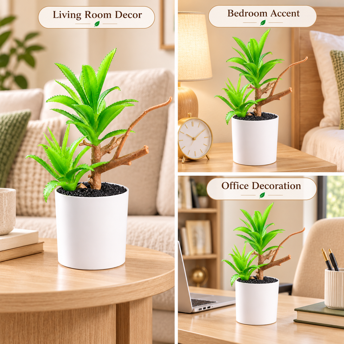 Artificial Succulent Plant in White Pot