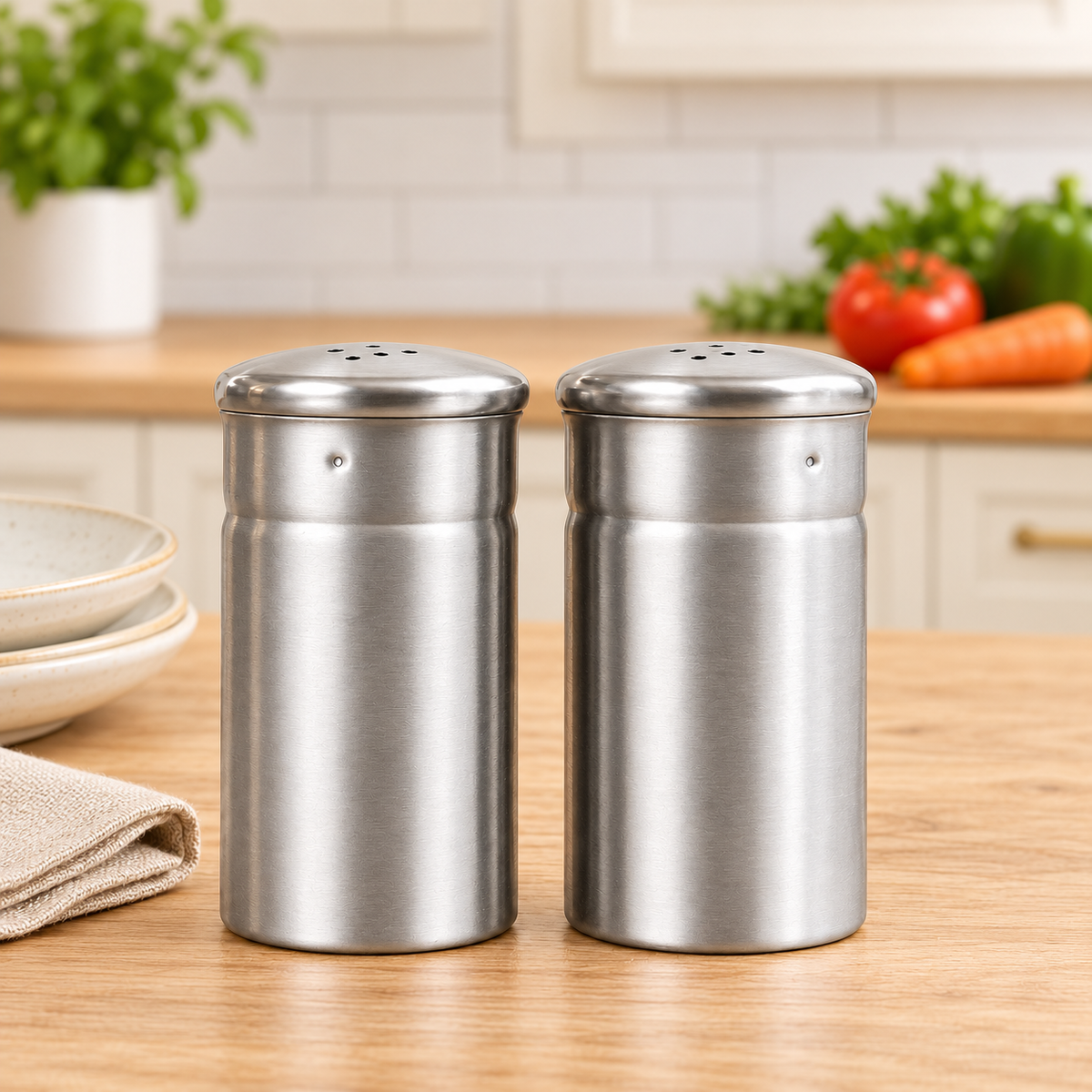 Stainless Steel Salt & Pepper Shaker Set – 2 Piece