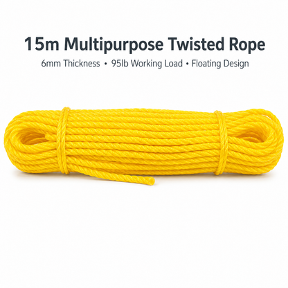 6mm x 15m Multi-Purpose Twisted PP Rope