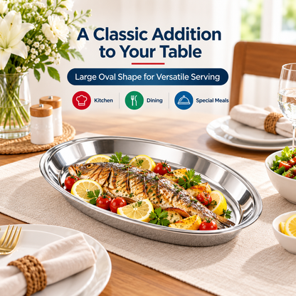 35cm Stainless Steel Oval Serving Plate