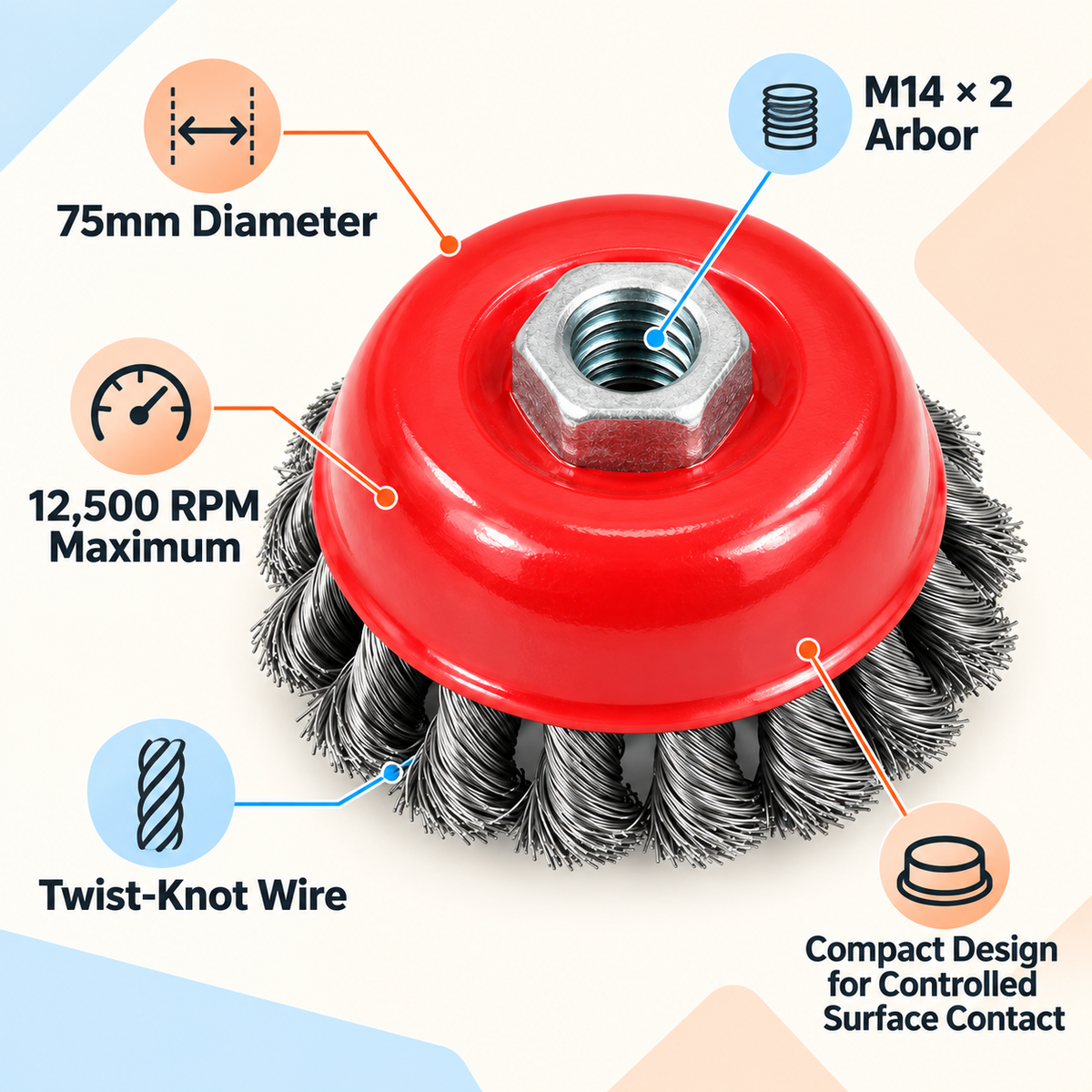 3" Twist Knot Wire Cup Brush M14x2