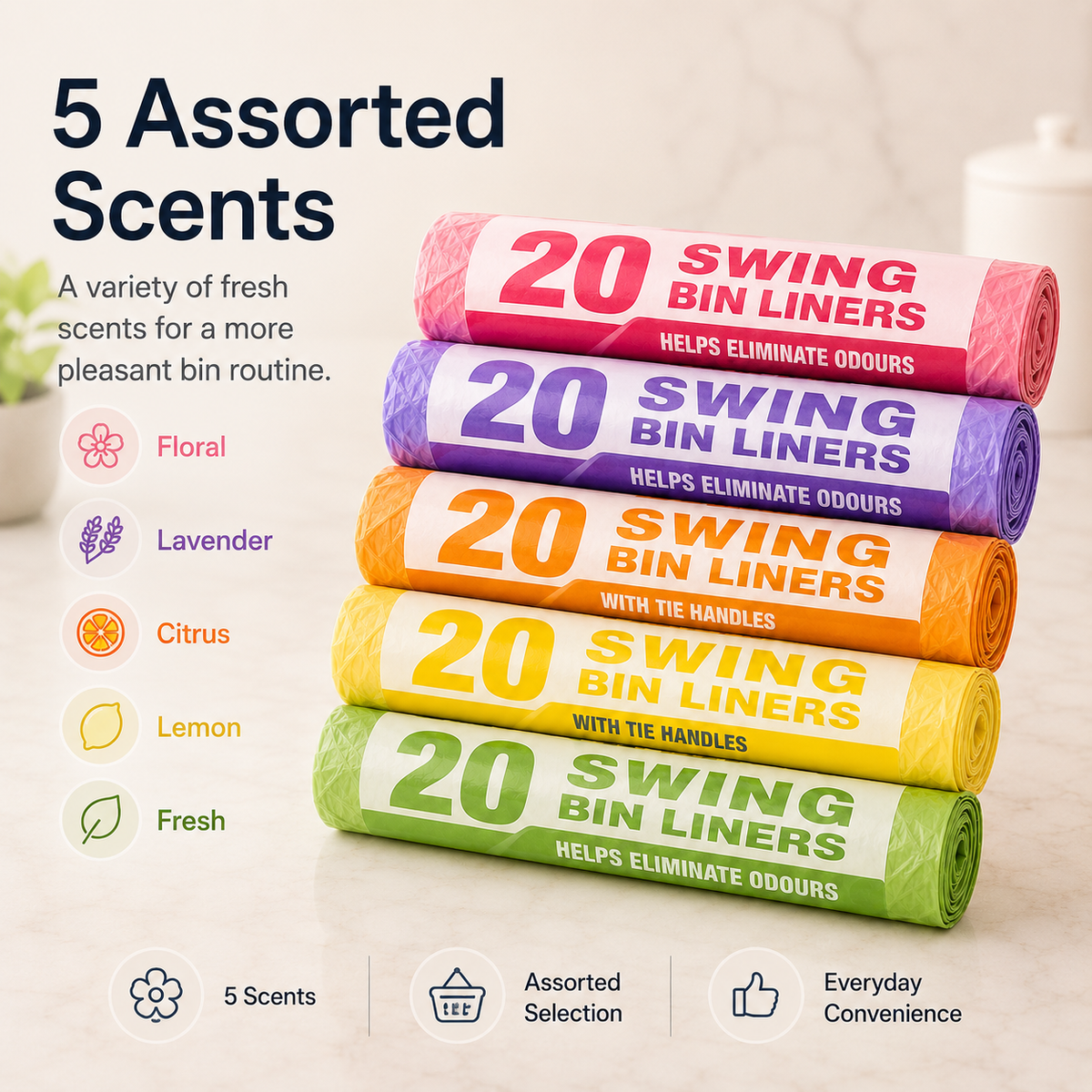 20 Pack Scented Swing Bin Liners