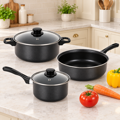 5-Piece Non-Stick Cookware Set with Glass Lids