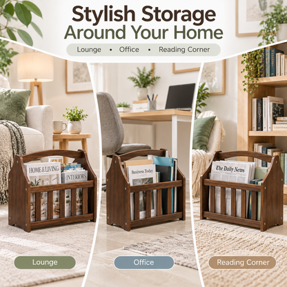 Single MDF Magazine Rack 40 × 20 × 35cm – Walnut