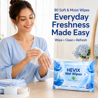 80 Soft Wet Wipes with Aloe Vera & Vitamin E | Alcohol-Free Lightly Fragranced Wipes