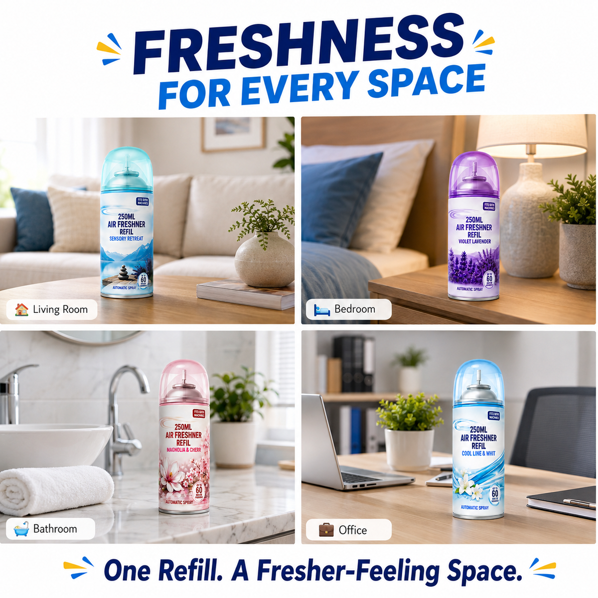 250ml Air Freshener Refill – Assorted Scents