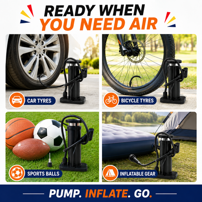 Portable Foot Pump – Manual Air Inflator with Hose for Bikes, Balls & Inflatable Accessories