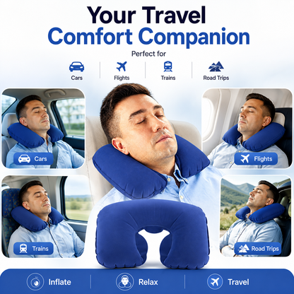 Inflatable Neck Rest – Travel Pillow with Safety Valve