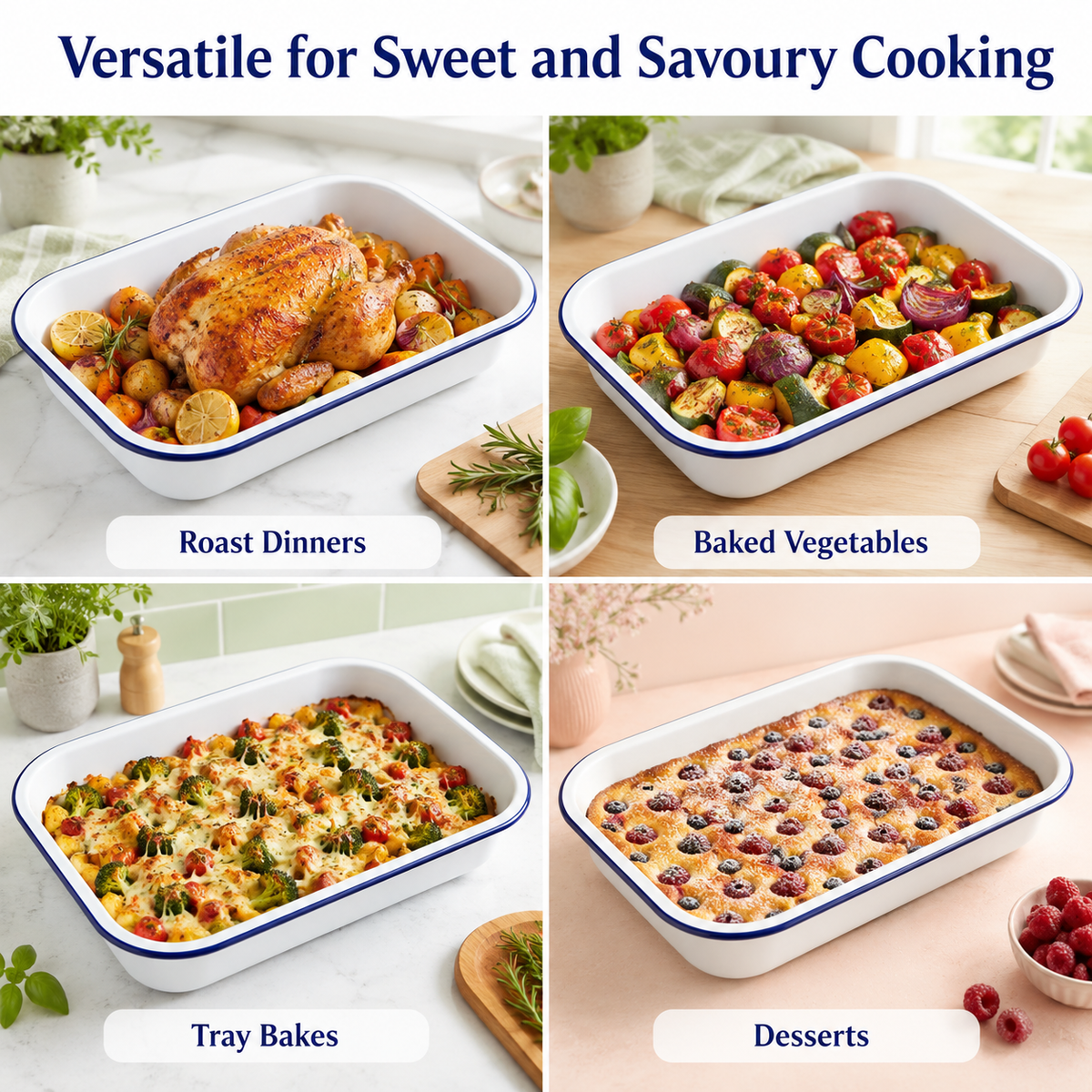 Enamel Bake Pan 37cm – Oven Safe Roasting Tray