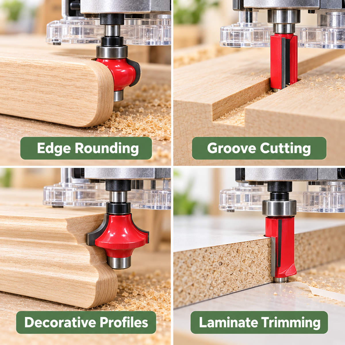 6-Piece Wood Router Bit Set with Wooden Storage Case