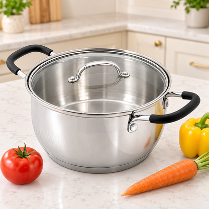 Stainless Steel Saucepot with Glass Lid – 20cm / 3.4L
