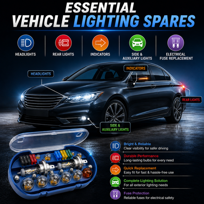 30-Piece H4 Car Bulb & Fuse Set – 12V Emergency Vehicle Spare Light Kit