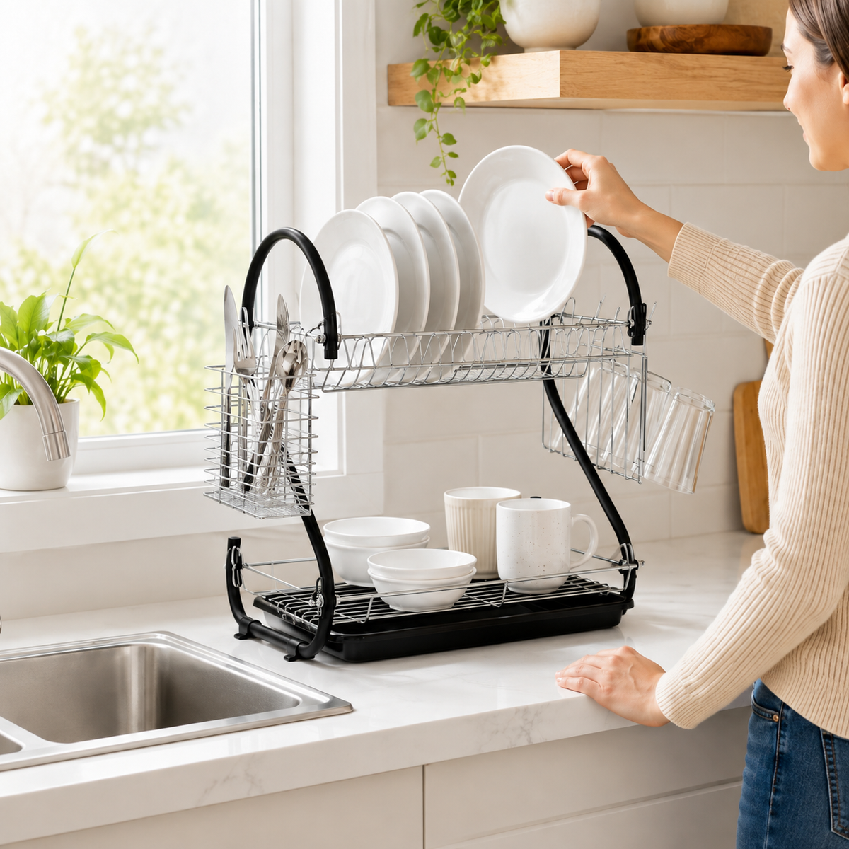 2 Tier Chrome Dish Drainer