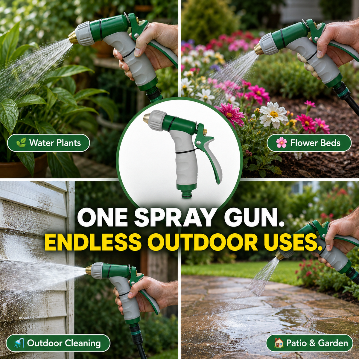 Deluxe Adjustable Garden Hose Spray Gun with Locking Trigger