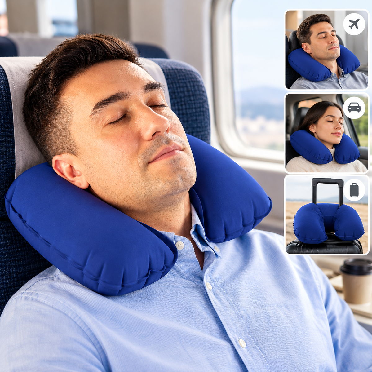 Inflatable Neck Rest – Travel Pillow with Safety Valve