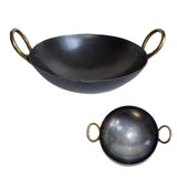 9 Inch Round Bottom Iron Kadahi with Two Handles