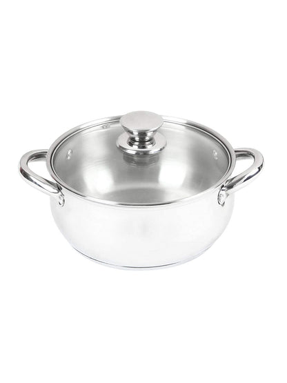24cm Stainless Steel Casserole with Glass Lid and Induction Base