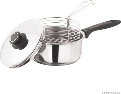 20cm Stainless Steel Chip Pan with Lid and Wire Basket